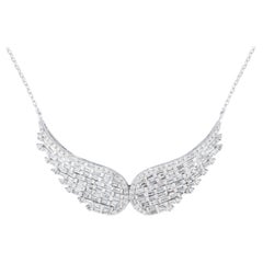 14K White Gold 1.06ct Diamond Wing Necklace