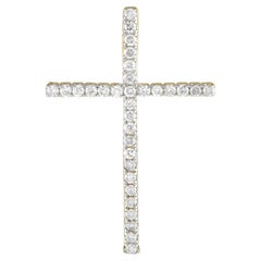 14K Yellow Gold 0.75ct Diamond Cross Pendant