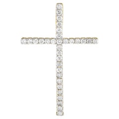 Pendentif croix en or jaune 14 carats avec diamants 0,75 carat 