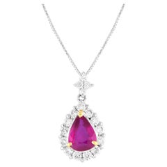 Platinum 0.50ct Diamond and No Heat Ruby Necklace