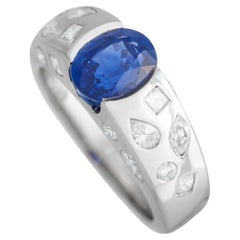 Chanel 18K White Gold 1.0ct Diamond and Sapphire Ring