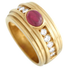 Kieselstein-Cord 18K Yellow Gold 0.50ct Diamond and Ruby Fluted Wide Band Ring
