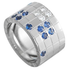 Cartier Lanires 18K White Gold Diamond and Sapphire Ring