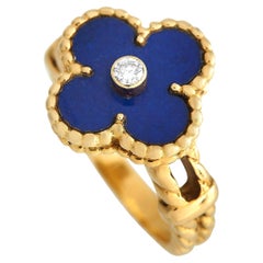 Van Cleef & Arpels Alhambra Diamond and Lapis Lazuli Ring
