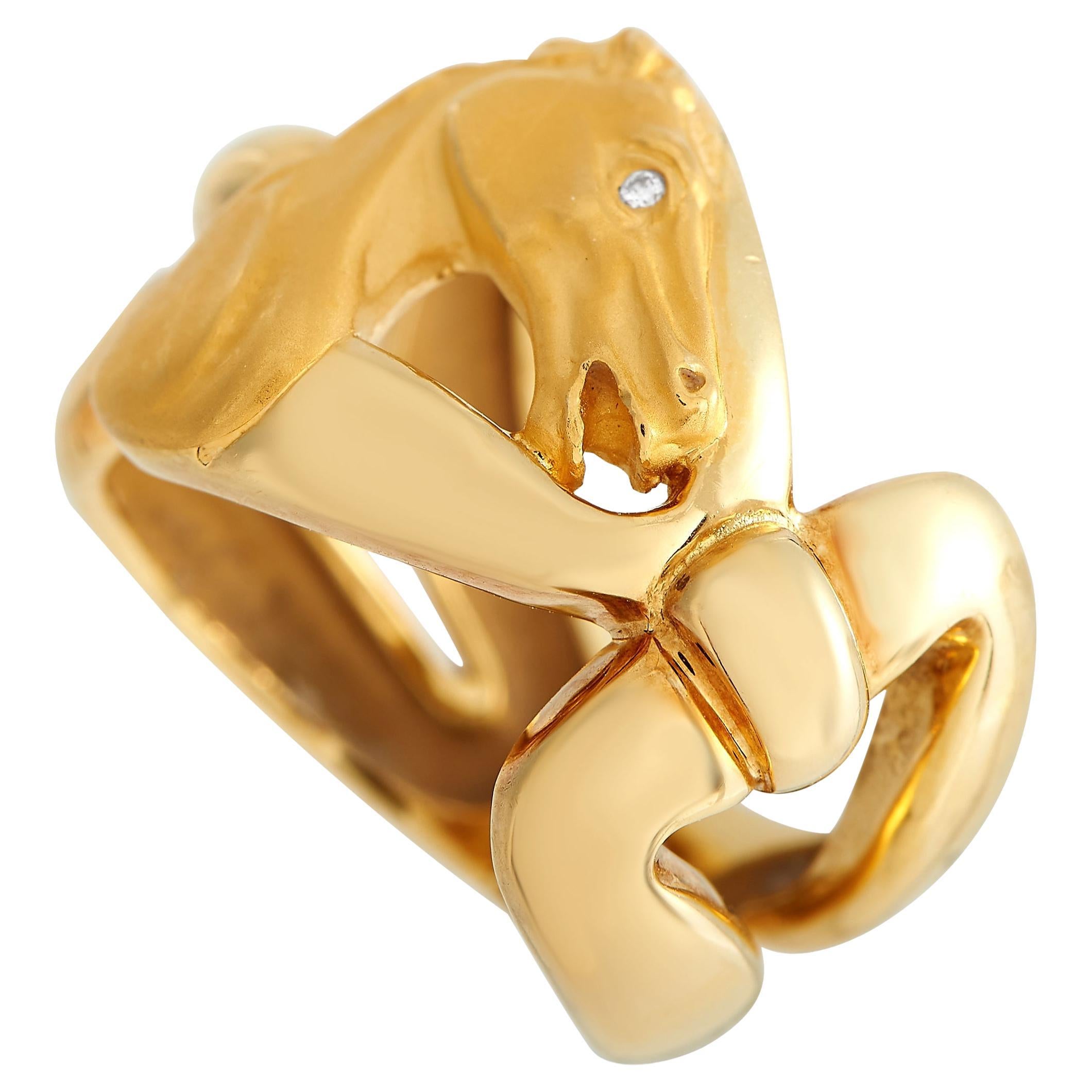Carrera y Carrera 18K Yellow Gold Diamond Eye Horse Ring For Sale