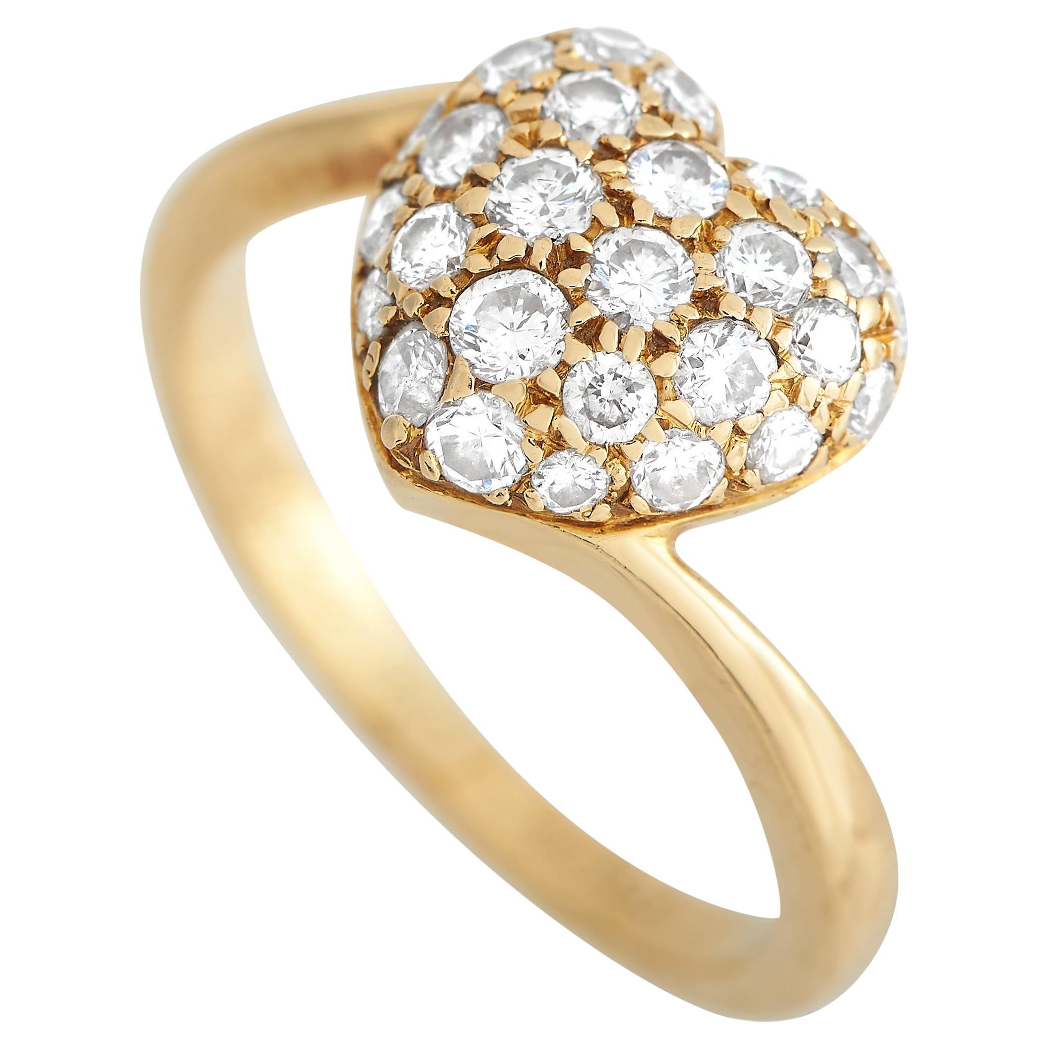 Cartier 18K Yellow Gold 0.50ct Diamond Heart Ring  For Sale