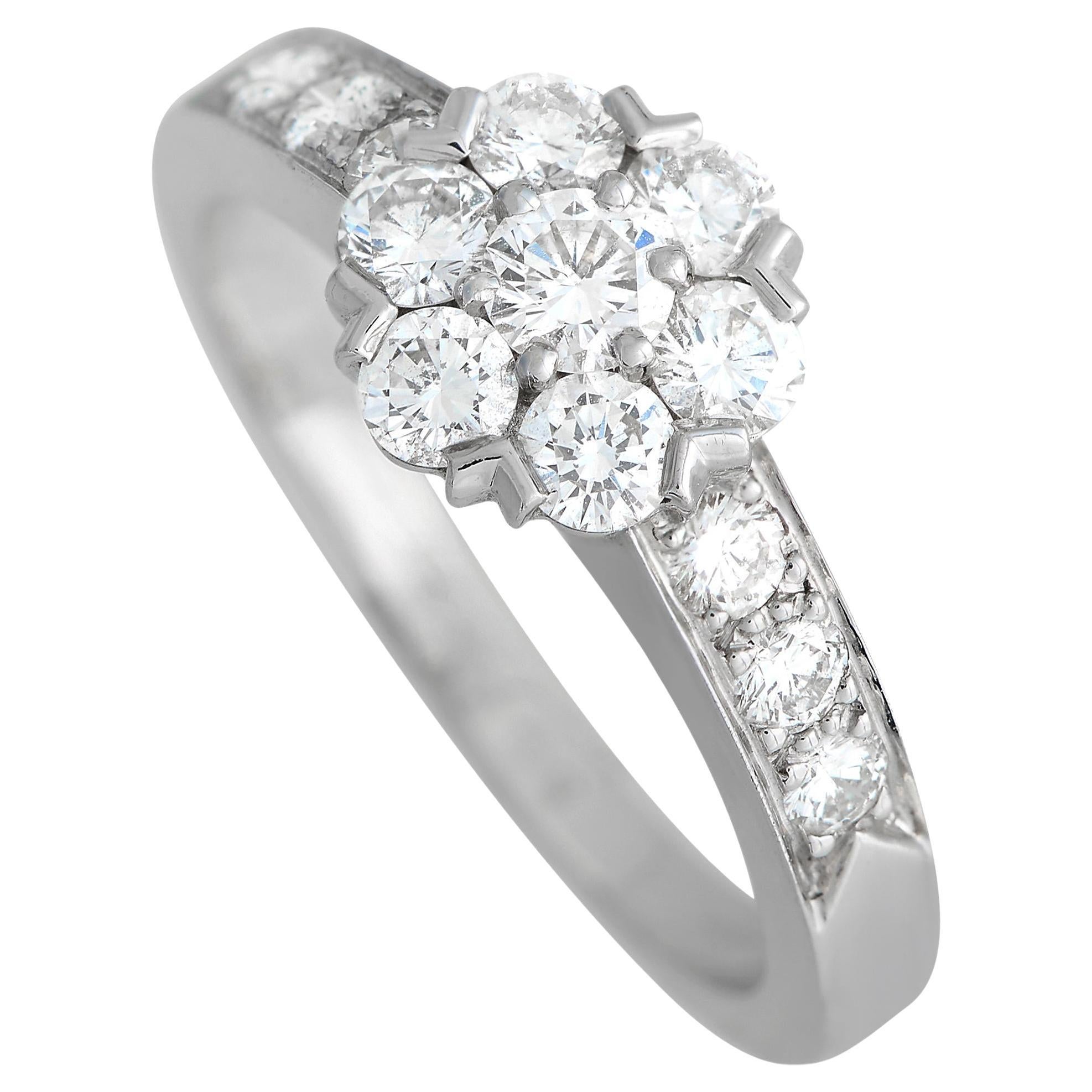 Van Cleef & Arpels 18K White Gold 0.65ct Diamond Fleurette Ring For Sale