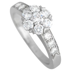 Van Cleef & Arpels 18K White Gold 0.65ct Diamond Fleurette Ring