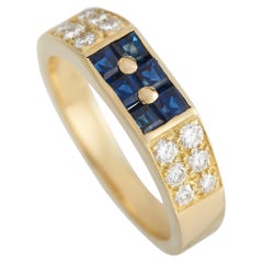 Van Cleef & Arpels 18K Yellow Gold 0.39ct  Diamond and Sapphire Ring