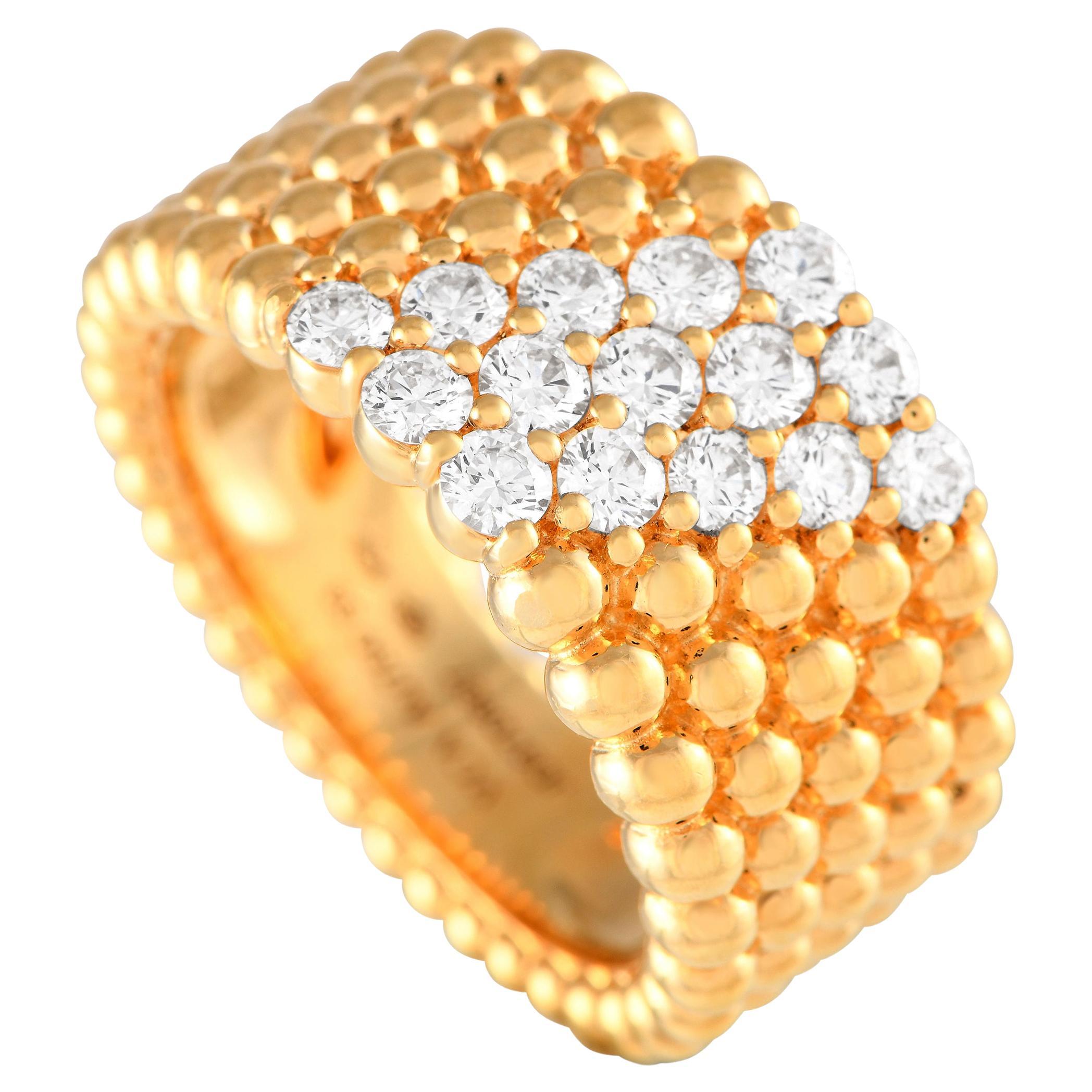 Van Cleef & Arpels Perlee 18K Yellow Gold 0.76ct Diamond Ring