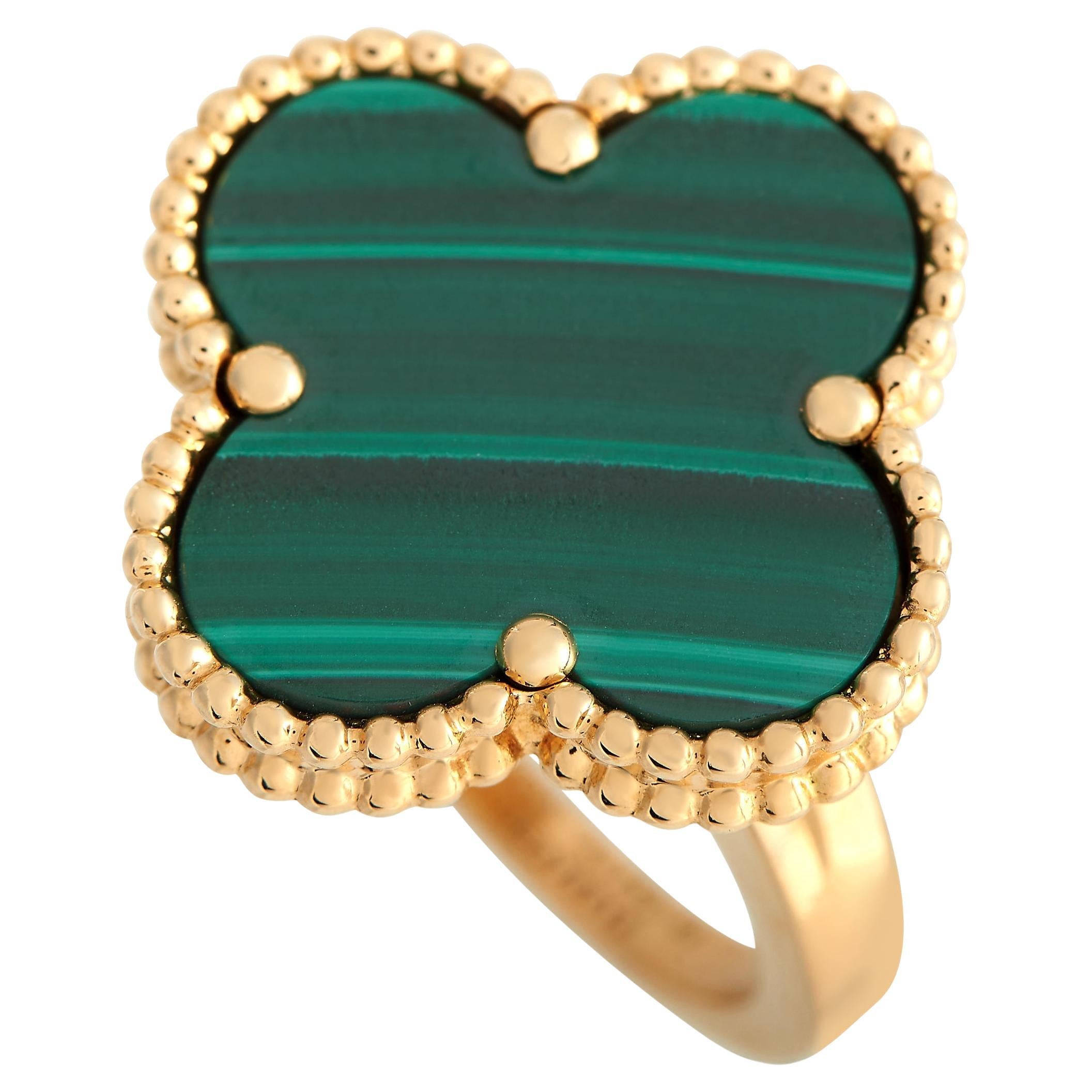 Van Cleef & Arpels Alhambra 18K Yellow Gold Malachite Ring