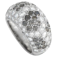 Cartier Sauvage Mtissage 18K White Gold Pav Diamond Bombe Ring