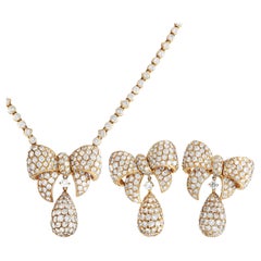 Graff Vintage Collier et boucles d'oreilles Clips en or jaune 18 carats et diamants de 28 carats