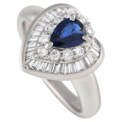 Platinum 0.49ct Diamond and Sapphire Ring 