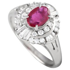 Bague halo de 0,52 carat de diamants et rubis à gradins