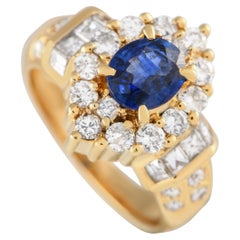 18K Yellow Gold 1.12ct Diamond and Sapphire Ring 