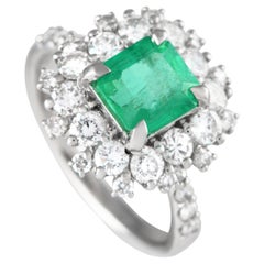 Used Platinum 1.29ct Diamond and Emerald Ring 