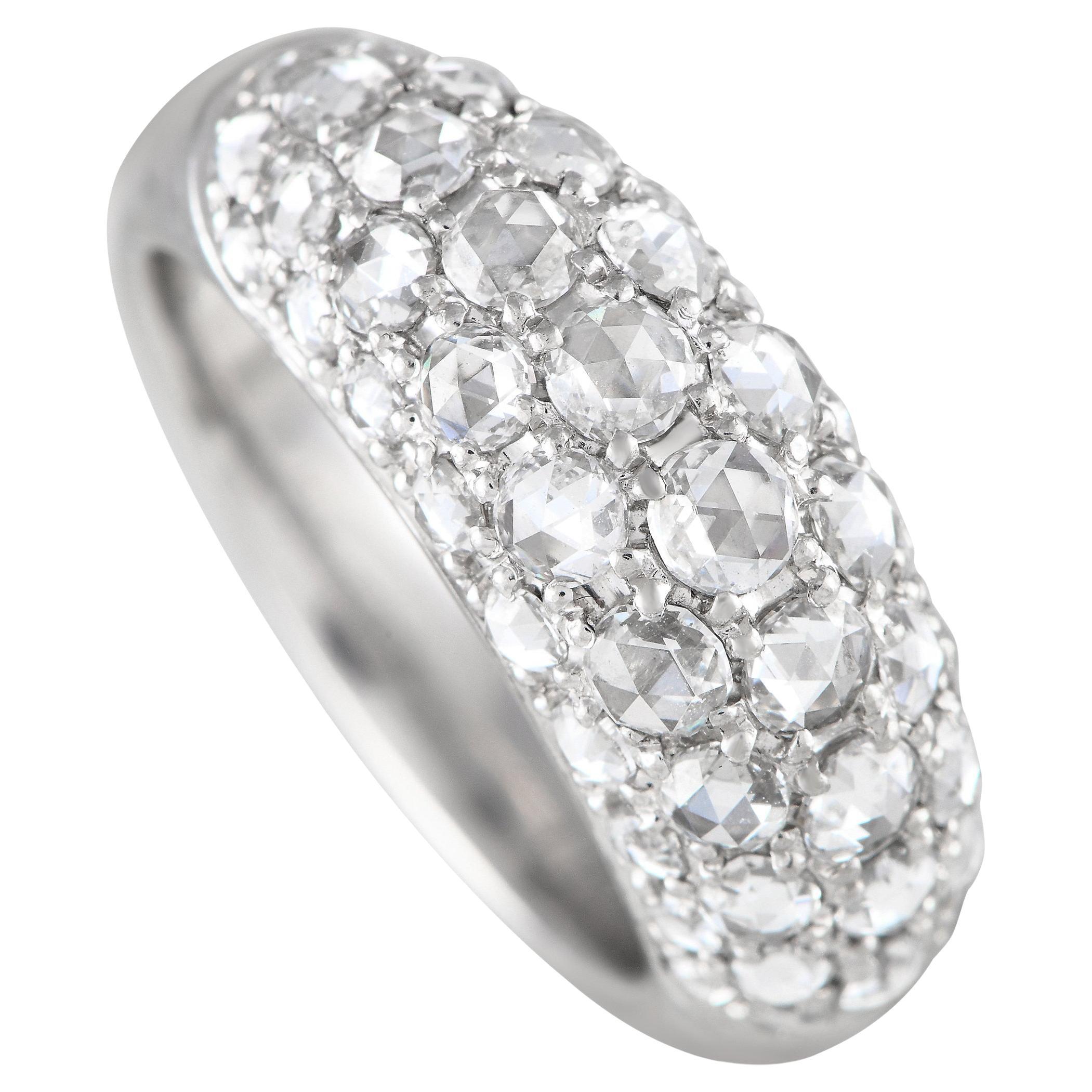 Bague dôme en platine avec 1,88 ct de diamant en grappe 