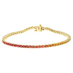 14K Gelbgold Natürlicher Regenbogen Edelstein Saphir und Tsavorit Tennisarmband