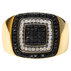 Men's 10K Yellow Gold 3/4 Carat White and Black Treated Diamond Ring Band
