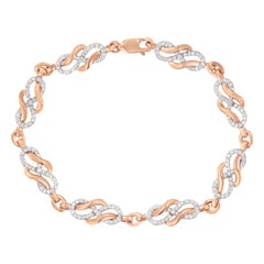 10K Rose Gold 1.0 Cttw Diamond Infinity Loop and Swirl Link Bracelet