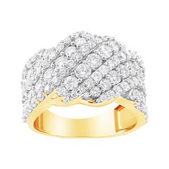 10K Yellow Gold 3.00 Cttw Diamond Multi Row Cluster Band Ring