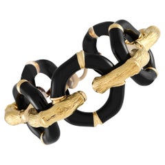 Gucci 18K Yellow Gold Enameled Bamboo Pattern Chain Bracelet