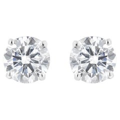 14K White Gold 1-1/2 Cttw Round Diamond Classic Stud Earrings with Screw Backs