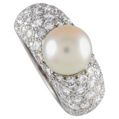 Cartier Juliette 18K White Gold 3.0ct Diamond and Cultured Pearl Ring