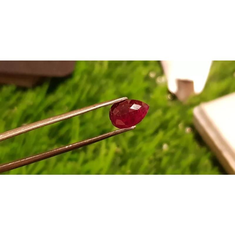 Pear Cut Mozambique Ruby 1.55 cts Purplish Red Natural Ruby Cut Stone Loose For Sale
