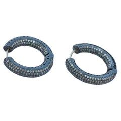 Créoles en or 14 carats avec diamants pavés naturels et argent 925 NS28