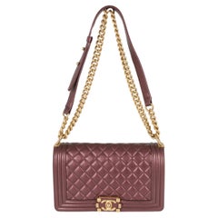 Chanel Purple Metallic Lambskin Medium Boy Bag