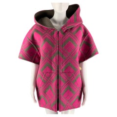 MARC JACOBS Size XS Pink Taupe Wool Graphic Short Sleeve Coat