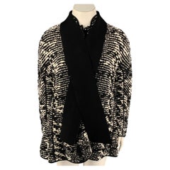 GIORGIO ARMANI Cappotto con bottoni in misto viscosa bianco nero taglia 10