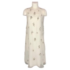 GIVENCHY SS 2021 Talla 4 Crema Poliéster Cristal Adornado Organza Vestido Camisón