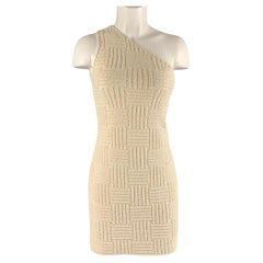BOTTEGA VENETA Size XS Cream Cotton Blend Textured One Shoulder Dress