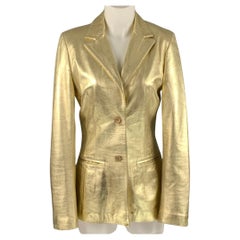 BLUMARINE Size 8 Gold Leather Metallic Lambskin Jacket