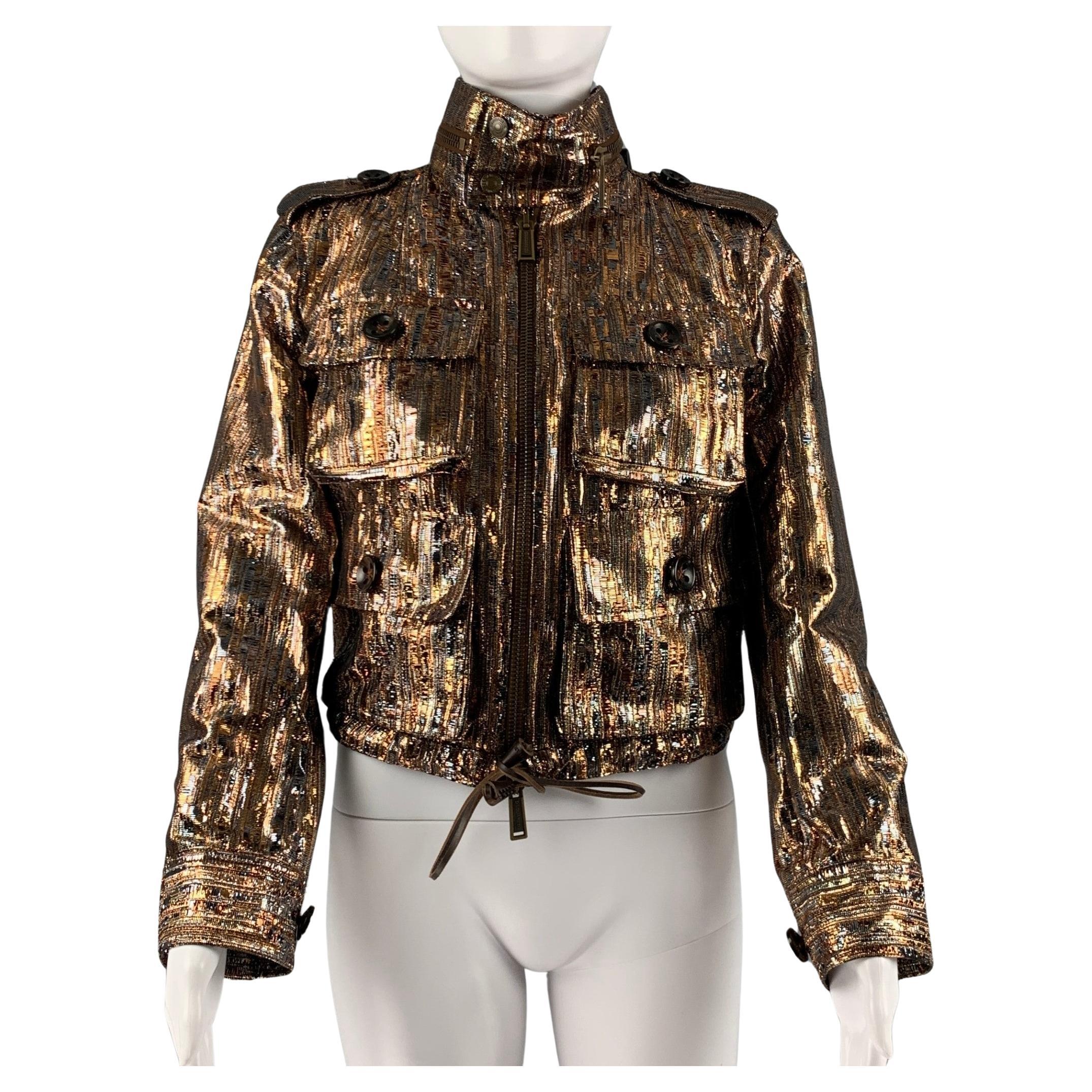 DSQUARED2 Size 6 Gold Silver Polyester Viscose Metallic Jacket