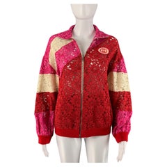 GUCCI Talla XXS Rojo Rosa Viscosa Color Block Chaqueta