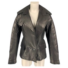 ALEXANDER WANG Chaqueta de piel de becerro acolchada negra talla S