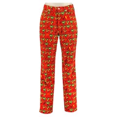 VERSACE JEANS COUTURE Size 32 Red Green Yellow Cotton Jean Cut Casual Pants