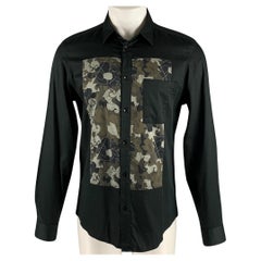VERSACE COLLECTION Size M Black Brown Abstract Floral Long Sleeve Shirt