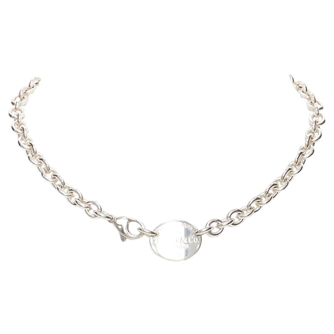 TIFFANY & CO sterling silver Return To pendent short choker necklace