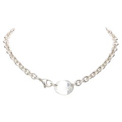 Used TIFFANY & CO sterling silver Return To pendent short choker necklace