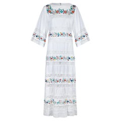 1970s Yolanda Floral Embroidered Mexican Wedding Dress