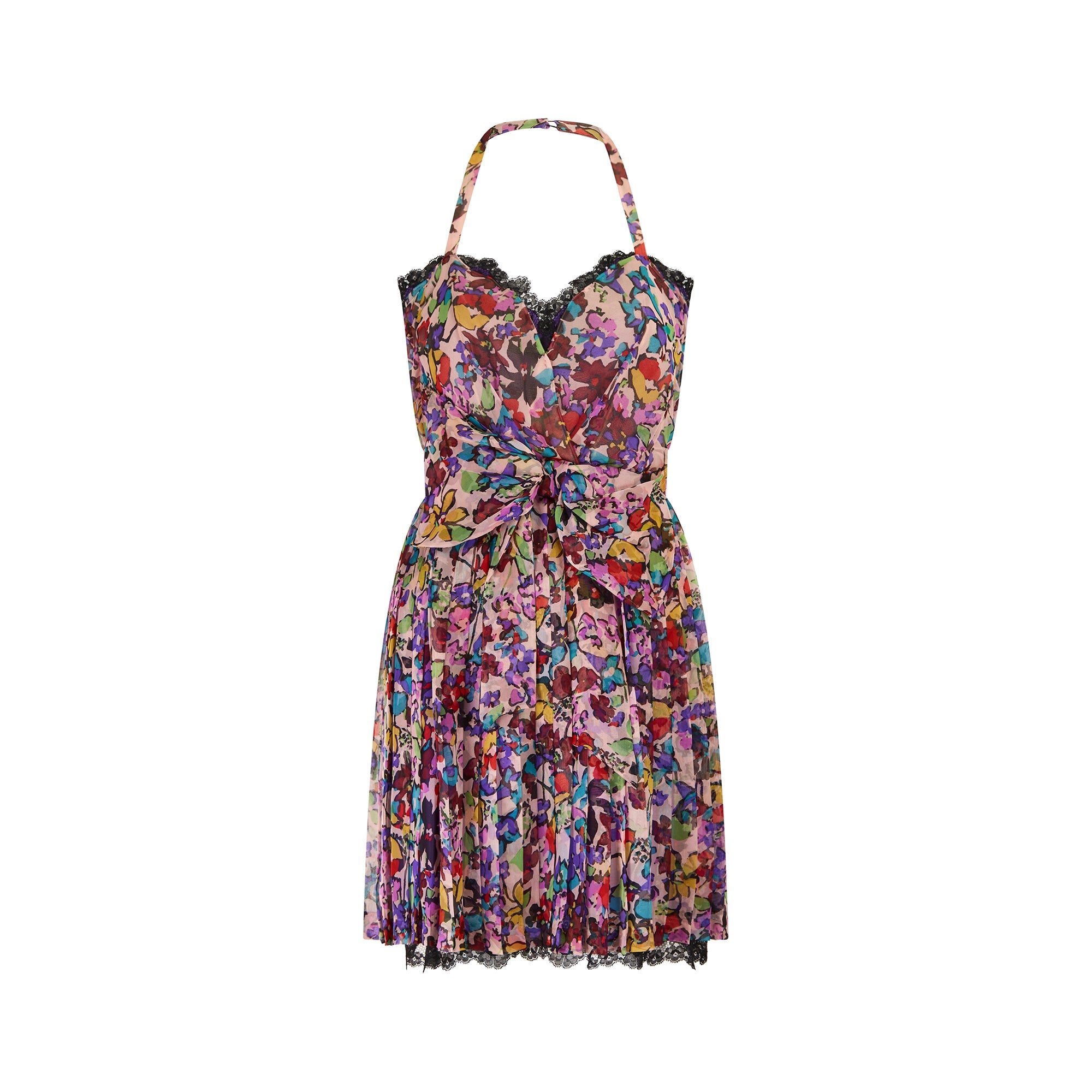 2010 Passerella Christian Dior: abito floreale in chiffon di seta a pieghe