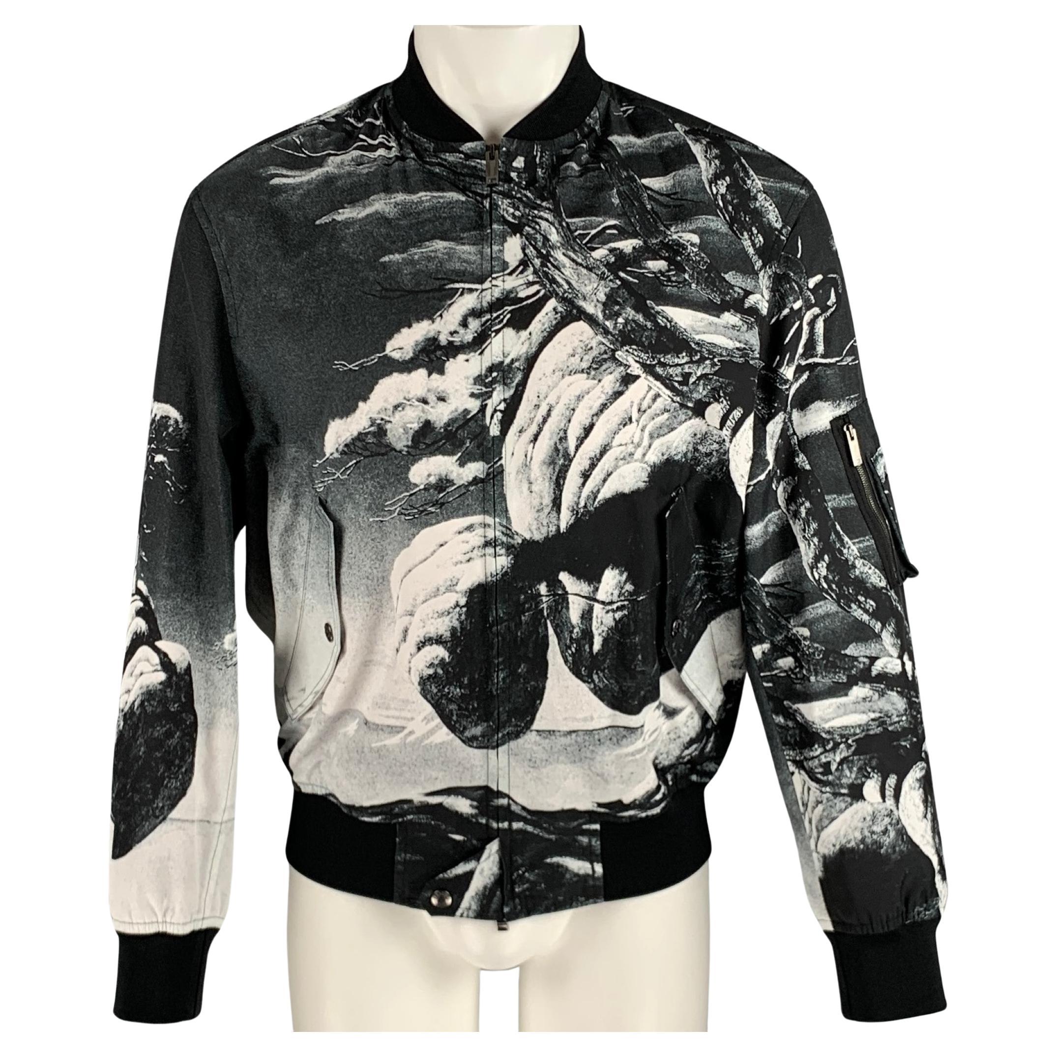 VALENTINO Size 36 Grey Black Polyester Bomber Jacket