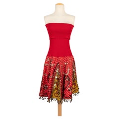 Christian Dior Red Mesh and Silk Skirt/dress, 2002