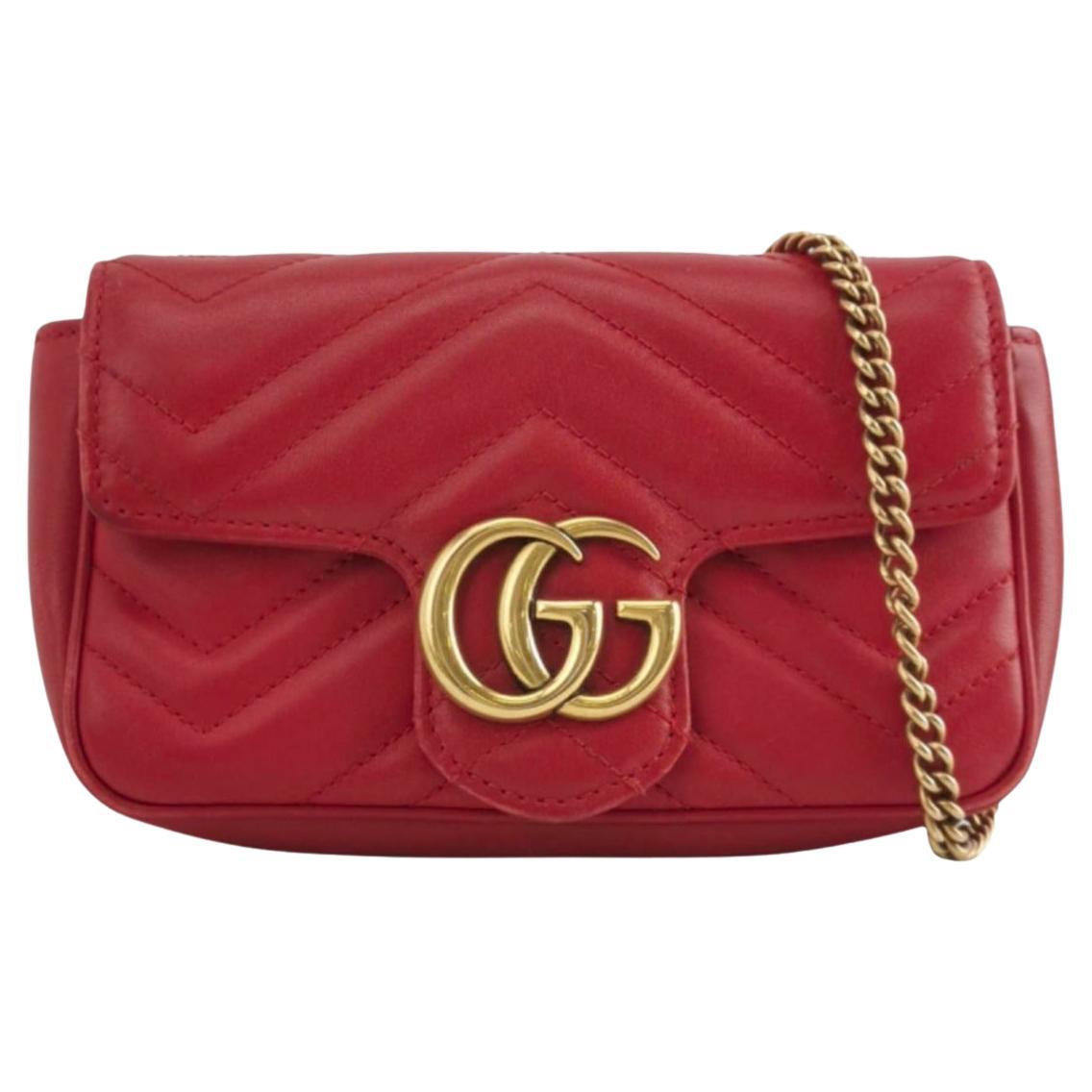 Gucci Marmont Super Mini Flap Borsa in pelle rossa