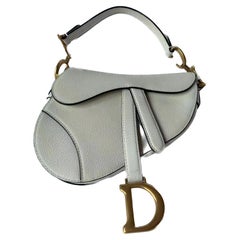 Dior Saddle bag white grain leather mini size